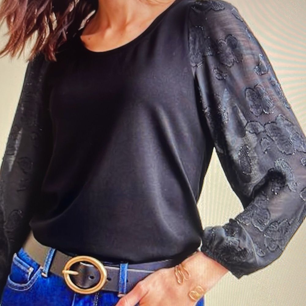 Soft Surroundings Emilie Black Blouse Size Large